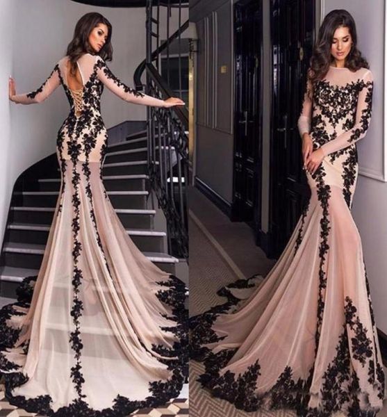 vestido de festa 2019 black applique lace mermaid evening dresses with sheer long sleeves sweep train prom gowns5412112
vestido de festa 2019 black applique lace mermaid evening dresses with sheer long sleeves sweep train prom gowns5412112