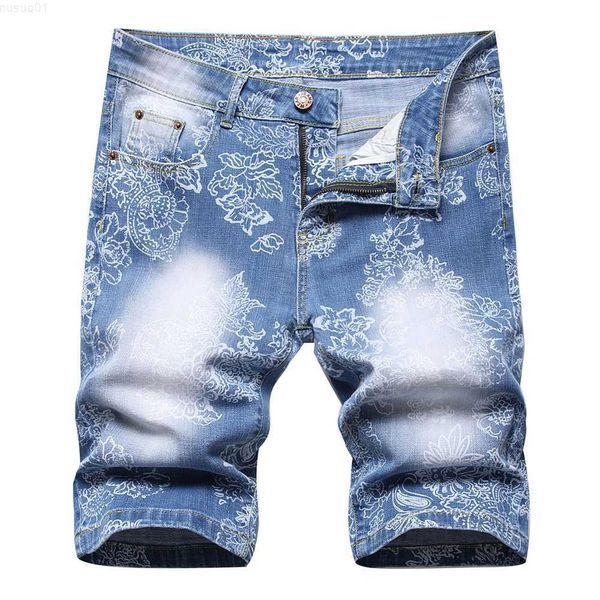 men's shorts men digital print denim shorts summer floral painted stretch jeans fashion knee length breeches l230719, White;black
men's shorts men digital print denim shorts summer floral painted stretch jeans fashion knee length breeches l230719, White;black