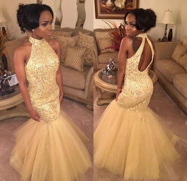 2019 high neck puffy mermaid prom dresses long yellow tulle bling sequins backless evening party major beading gown6124127, Black
2019 high neck puffy mermaid prom dresses long yellow tulle bling sequins backless evening party major beading gown6124127, Black