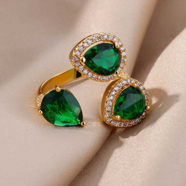 band rings green zircon water drop rings for women opening stainless steel ring 2023 trend luxury couple wedding engagement jewelry r230822, Silver
band rings green zircon water drop rings for women opening stainless steel ring 2023 trend luxury couple wedding engagement jewelry r230822, Silver