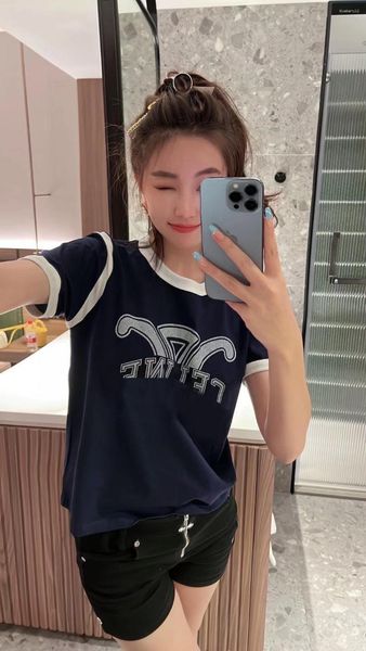 women's t shirts summer casual fashion letter print short loose contrast round neck slim sleeve, White
women's t shirts summer casual fashion letter print short loose contrast round neck slim sleeve, White