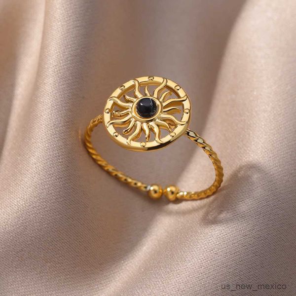 band rings vintage opal sun rings for women open adjustable gold color stainless steel ring wedding jewelry gift mujer r230804, Silver
band rings vintage opal sun rings for women open adjustable gold color stainless steel ring wedding jewelry gift mujer r230804, Silver