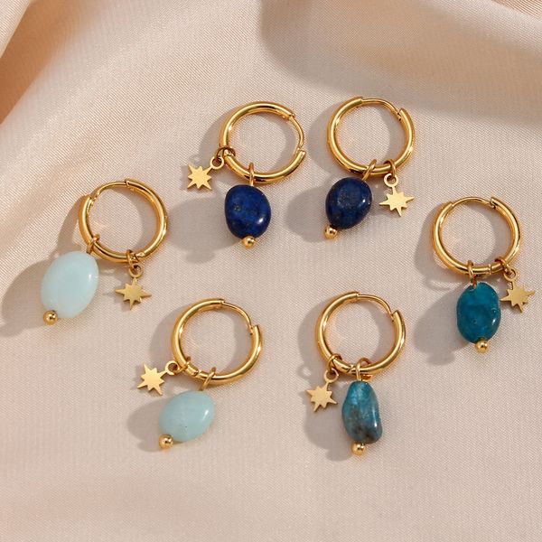 stud european and american niche design sense fashionable natural stone star pendant steel women's earrings jewelry 230718, Golden;silver
stud european and american niche design sense fashionable natural stone star pendant steel women's earrings jewelry 230718, Golden;silver