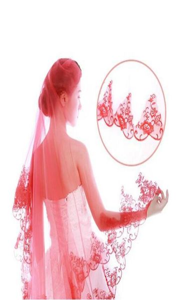 wedding accessories fashion lace flower edge bridal veils handmade red long veil matching wedding dress2451851, Black
wedding accessories fashion lace flower edge bridal veils handmade red long veil matching wedding dress2451851, Black