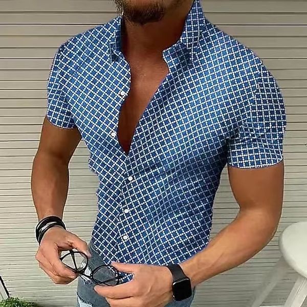 men s casual shirts geometric plaid printing fashion beach summer shirt breathable short sleeve men 230720, White;black
men s casual shirts geometric plaid printing fashion beach summer shirt breathable short sleeve men 230720, White;black