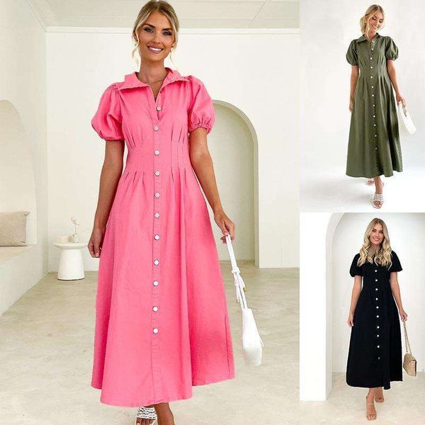 womens dress summer pure color casual high waist lapel buttoned up women, Black;gray
womens dress summer pure color casual high waist lapel buttoned up women, Black;gray