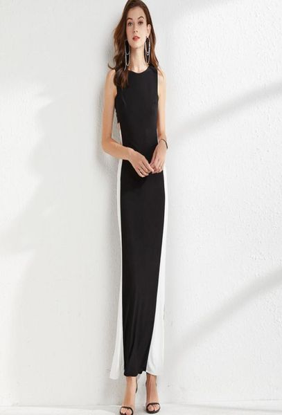 women039s runway designer dresses o neck sleeveless color block keyhole side fashion maxi long dress1348910, Black
women039s runway designer dresses o neck sleeveless color block keyhole side fashion maxi long dress1348910, Black