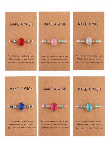 design handmade druzy resin stone bracelet make a wish card wax rope braided bracelets bangles with rice bead for women girls summ4470728, Golden;silver
design handmade druzy resin stone bracelet make a wish card wax rope braided bracelets bangles with rice bead for women girls summ4470728, Golden;silver