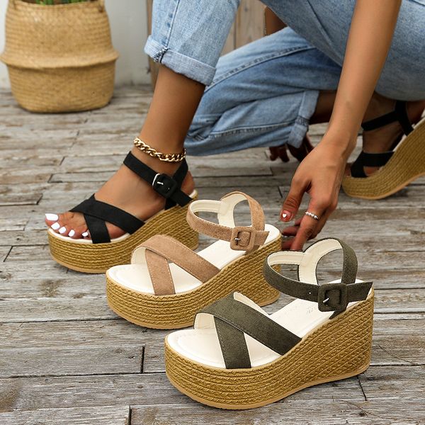 sandals ladies foreign trade size summer platform platfo 230720, Black