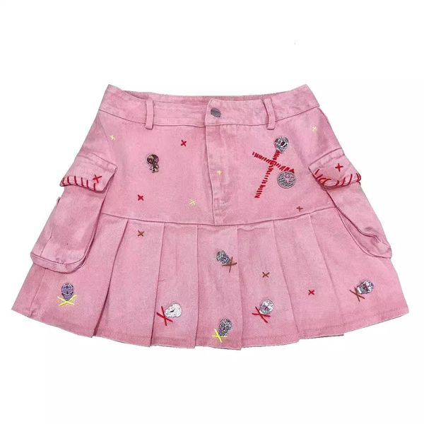 skirts summer handmade crucifix embroidery skull street corner girlish light pink sweet cute kawaiistyle short denim pleated skirt 230720, Black
skirts summer handmade crucifix embroidery skull street corner girlish light pink sweet cute kawaiistyle short denim pleated skirt 230720, Black