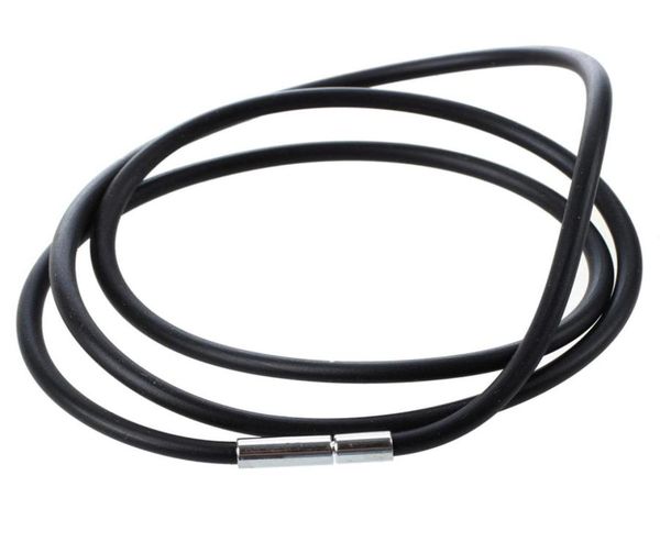 3mm black rubber cord necklace with stainless steel closure women men choker accessories collier 255inch8557288, Silver
3mm black rubber cord necklace with stainless steel closure women men choker accessories collier 255inch8557288, Silver