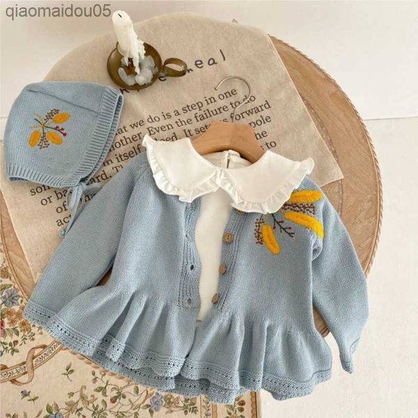 2023 spring/autumn toddler girl outwear clothes knitted sweater ruffle cotton embroidery cardigan long sleeve coat infant outfit l230712, Blue;gray
2023 spring/autumn toddler girl outwear clothes knitted sweater ruffle cotton embroidery cardigan long sleeve coat infant outfit l230712, Blue;gray