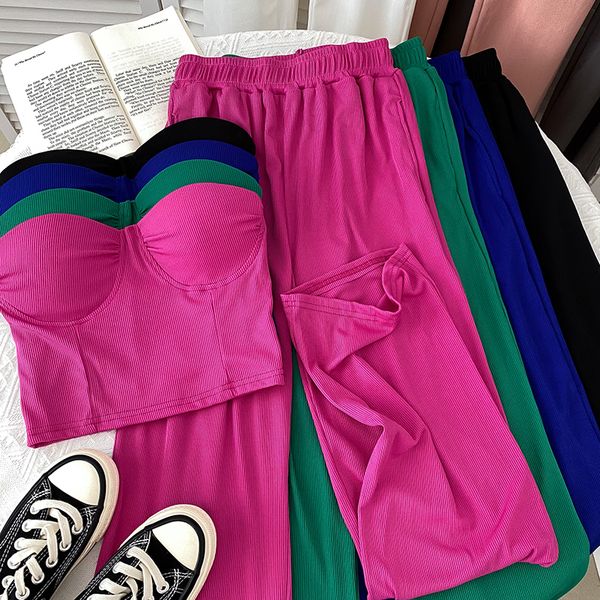 women s two piece pant sets 2 fashion woman tube y2k knitted crop within bra and wide leg pant high waist dropship 230720, White
women s two piece pant sets 2 fashion woman tube y2k knitted crop within bra and wide leg pant high waist dropship 230720, White