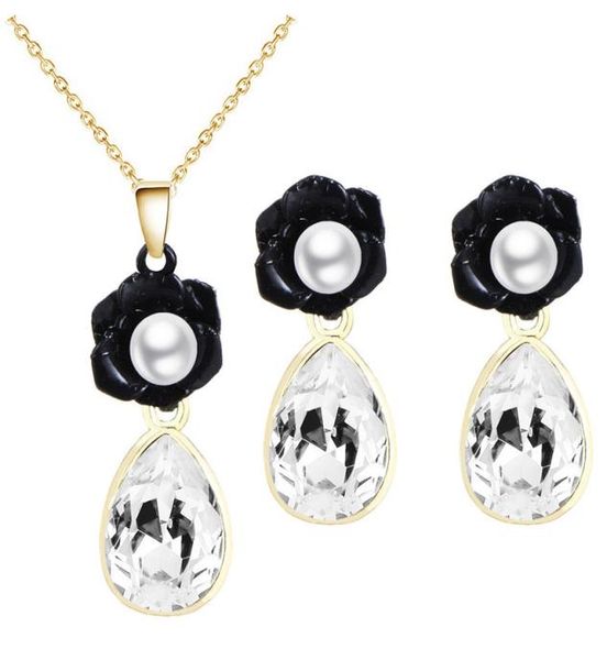 black flower pearl teardrop crystal necklace earrings bridal jewelry set jewelry for female 800065179483, Silver
black flower pearl teardrop crystal necklace earrings bridal jewelry set jewelry for female 800065179483, Silver