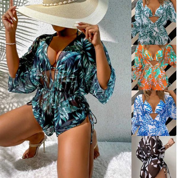 Designer summer fashion sexy Sun beach bikini 2023 New Three piece Bikini Leaf Print Waistband Fashion Long Sleeve Beach proof Swimsuit High quality luxury, Orange
Designer summer fashion sexy Sun beach bikini 2023 New Three piece Bikini Leaf Print Waistband Fashion Long Sleeve Beach proof Swimsuit High quality luxury, Orange