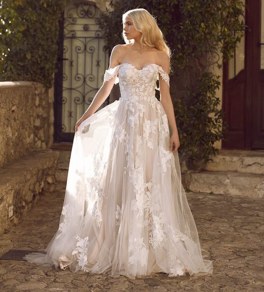 2023 a line sweetheart off the shoulder champagne lace wedding dress for bride wedding gown cap sleeves boho vestidos de novia summer plus, White
2023 a line sweetheart off the shoulder champagne lace wedding dress for bride wedding gown cap sleeves boho vestidos de novia summer plus, White
