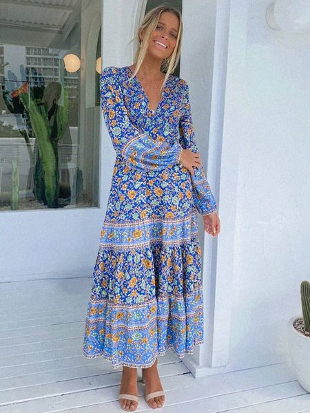 urban dresses jastie blue floral printed boho dress v neck long sleeve cotton autumn hippie beach maxi for women vestidos 230719, White;black
urban dresses jastie blue floral printed boho dress v neck long sleeve cotton autumn hippie beach maxi for women vestidos 230719, White;black