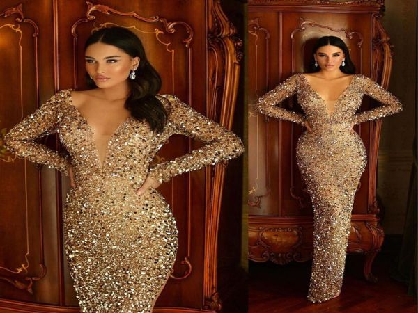 2022 sparkly gold sequined mermaid prom dresses deep v neck long sleeve crystal beading sequins evening gowns sweep train formal p2988842, Black
2022 sparkly gold sequined mermaid prom dresses deep v neck long sleeve crystal beading sequins evening gowns sweep train formal p2988842, Black