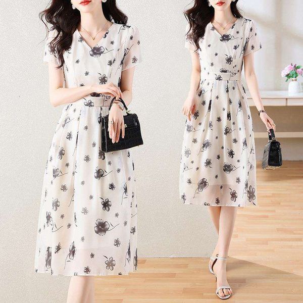 high grade v neck printed dress for women summer waist slimming end affordable a line skirt, Black;gray
high grade v neck printed dress for women summer waist slimming end affordable a line skirt, Black;gray