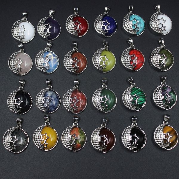 natural stone pendant vintage carving star moon shape crystal agate charms necklace jewelry making accessory, Bronze;silver
natural stone pendant vintage carving star moon shape crystal agate charms necklace jewelry making accessory, Bronze;silver