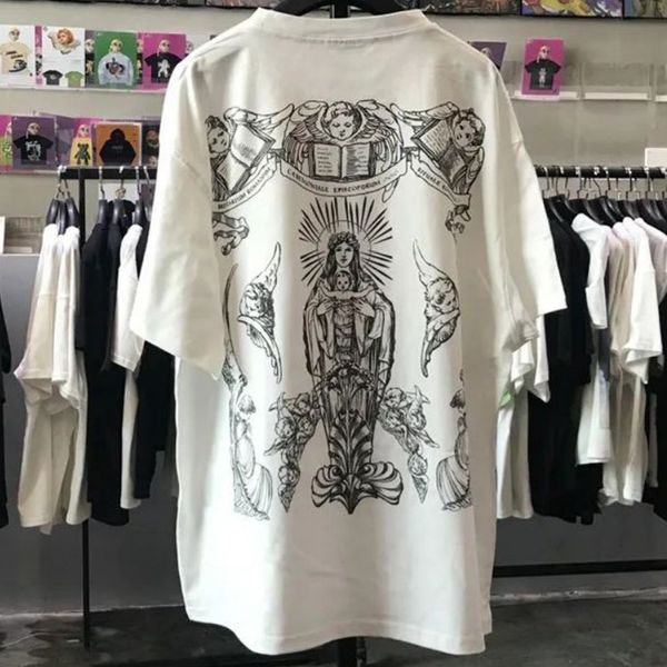 men s t shirts cotton casual short sleeved t shirt hand painted virgin mary college style little angel trendy brand loose and versatile 2307, White;black
men s t shirts cotton casual short sleeved t shirt hand painted virgin mary college style little angel trendy brand loose and versatile 2307, White;black