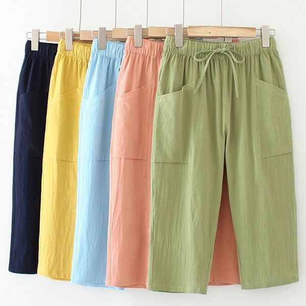 women's pants s rimocy summer green cotton line women 2023 loose elastic waist cropped trousers woman big pocket lace up casual 230719, Black;white
women's pants s rimocy summer green cotton line women 2023 loose elastic waist cropped trousers woman big pocket lace up casual 230719, Black;white