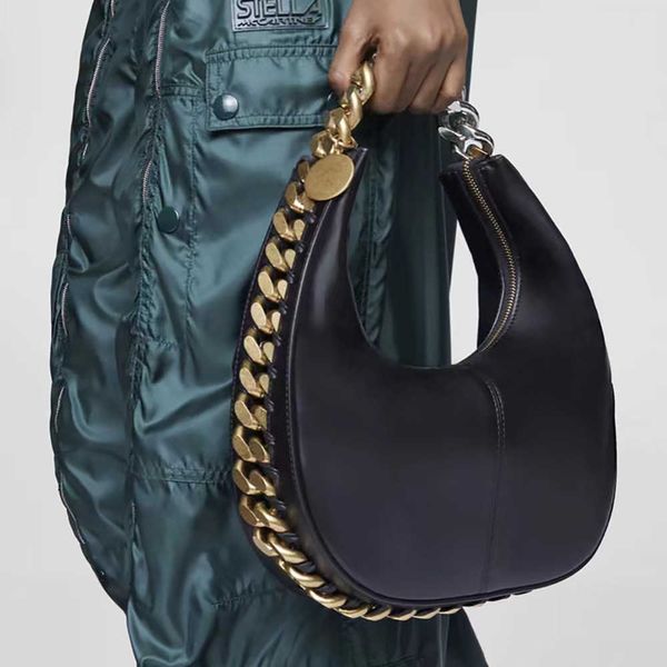 Image of Stella Mccartney Frayme Small Zipped Shoulder Bag Women Medium Leather Lady Handbag with Purse Hobo Bags Luxury Designer