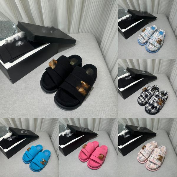designer luxury women sandals lady plaid woven tweed mop slippers slip on flats wedge high heels 6.5cm beach mule chal rubber open toe slide, Black
designer luxury women sandals lady plaid woven tweed mop slippers slip on flats wedge high heels 6.5cm beach mule chal rubber open toe slide, Black