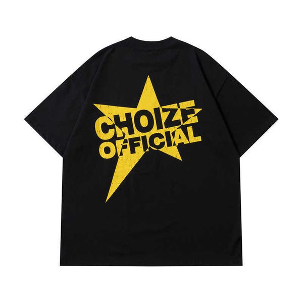 design t-shirt men and women hip hop print short sleeve oversize american street ins fashion brand small couple costume, White;black
design t-shirt men and women hip hop print short sleeve oversize american street ins fashion brand small couple costume, White;black