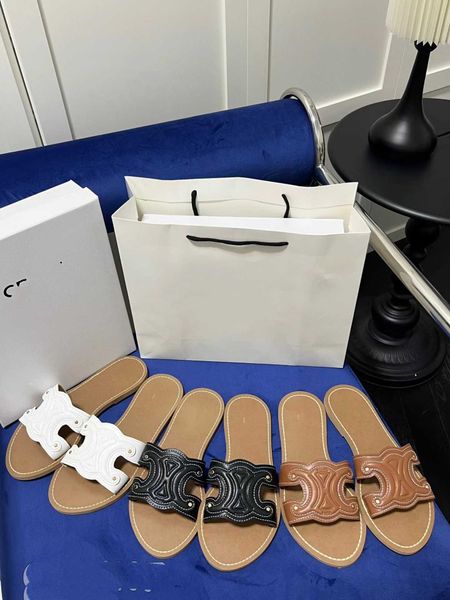 woman slippers triomphe designer slides celi arc de slippers women outerwear spring genuine leather open toe embroidery thread embossed flat, Black
woman slippers triomphe designer slides celi arc de slippers women outerwear spring genuine leather open toe embroidery thread embossed flat, Black