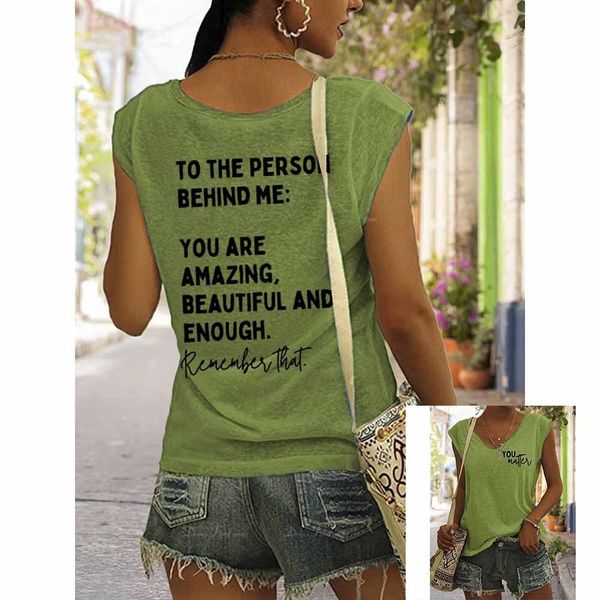 women s t shirt rheaclots to the person behind me you matter printed casual v neck tank 230720, White
women s t shirt rheaclots to the person behind me you matter printed casual v neck tank 230720, White