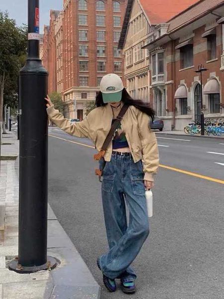 women's jeans designer flap pocket workwear 23 summer new fashion brand unique design wide leg straight pants o0zg, Blue
women's jeans designer flap pocket workwear 23 summer new fashion brand unique design wide leg straight pants o0zg, Blue