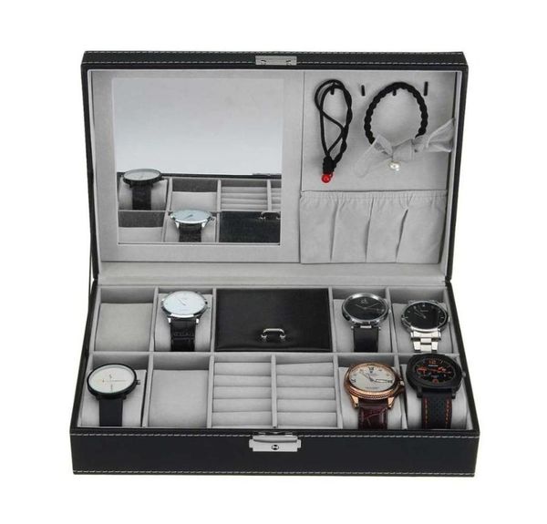 8 grids3 mixed grids pu leather watch case storage organizer jewelry ring necklace display watch black boxes with mirror2302154, Black;white
8 grids3 mixed grids pu leather watch case storage organizer jewelry ring necklace display watch black boxes with mirror2302154, Black;white