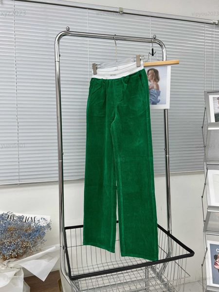 designer clothes women corduroy pants logo printed ribbon girl pants lady straight cylinder version trousers multiple product, Black;white