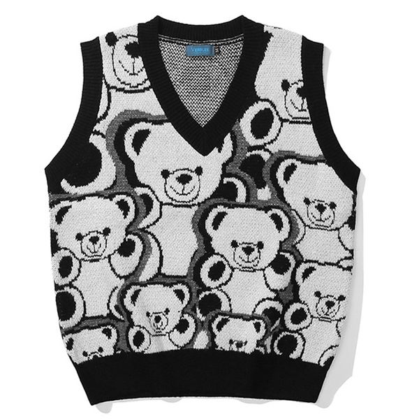 men's tracksuits bear jacquard tank mens streetwear color block sleeveless vest autumn v neck loose casual sweater clothing hombre 230, Gray
men's tracksuits bear jacquard tank mens streetwear color block sleeveless vest autumn v neck loose casual sweater clothing hombre 230, Gray