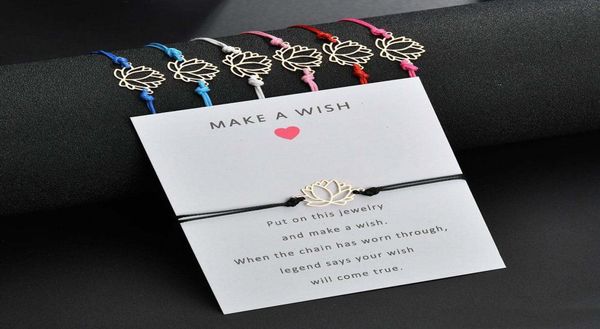 fashion make a wish bracelets cute lotus flower charm with card red blue black white string rope bangle diy handmade jewelry gift5688037, Golden;silver
fashion make a wish bracelets cute lotus flower charm with card red blue black white string rope bangle diy handmade jewelry gift5688037, Golden;silver