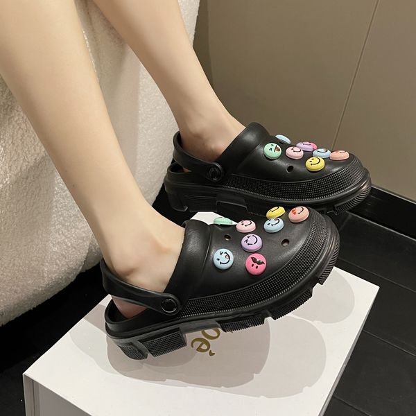 sandals hole slippers women's summer beach slider smiling face sandals non slip thick sole flap shoes wearing cute cartoon hole shoes o, Black
sandals hole slippers women's summer beach slider smiling face sandals non slip thick sole flap shoes wearing cute cartoon hole shoes o, Black