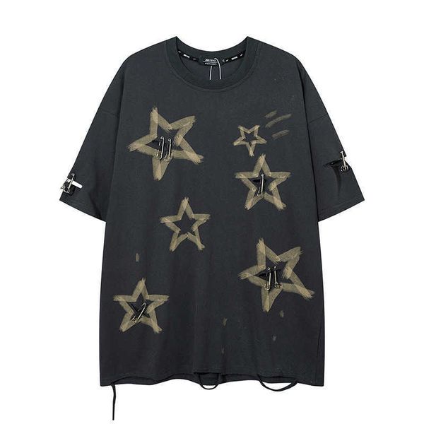 short sleeved t-shirt men's trendy brand loose quarter sleeved trend summer half sleeved t-shirt star, White;black
short sleeved t-shirt men's trendy brand loose quarter sleeved trend summer half sleeved t-shirt star, White;black