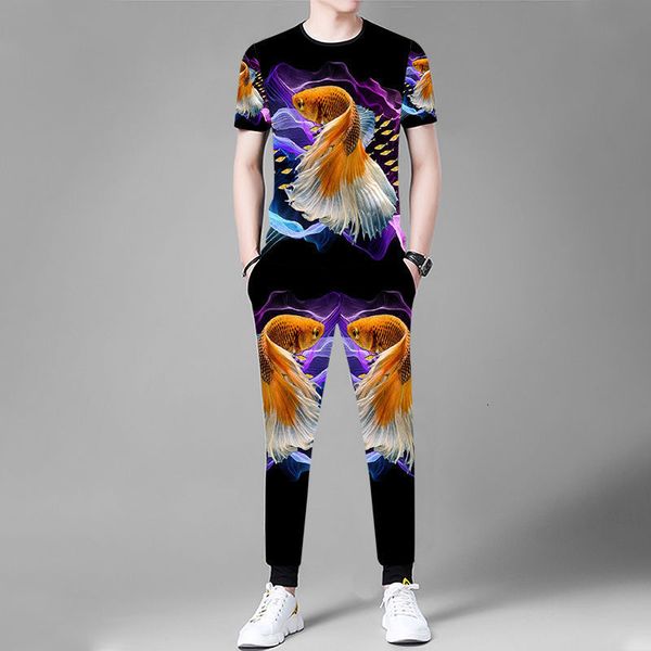 men s tracksuits summer men s short sleeved t shirt pants 2 piece 3d goldfish printing suit fashion chinese style clothing 230720, Gray
men s tracksuits summer men s short sleeved t shirt pants 2 piece 3d goldfish printing suit fashion chinese style clothing 230720, Gray