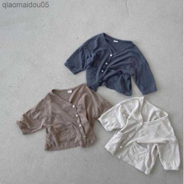 2023 summer new baby cotton long sleeve cardigan thin cotton kids sun protection jacket solid boy girls casual coat baby clothes l230712, Blue;gray
2023 summer new baby cotton long sleeve cardigan thin cotton kids sun protection jacket solid boy girls casual coat baby clothes l230712, Blue;gray