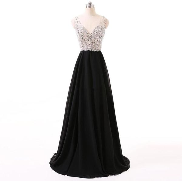 beaded sheer v neck chiffon evening gowns black 2019 long evening dresses backless prom gown7375098, Black;red
beaded sheer v neck chiffon evening gowns black 2019 long evening dresses backless prom gown7375098, Black;red