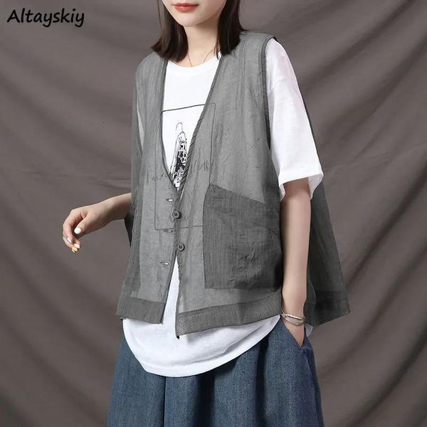 women's tanks camis vest thin summer pockets transparent cool couple retro gentle basic all match korean style harajuku mujer chic ins, White
women's tanks camis vest thin summer pockets transparent cool couple retro gentle basic all match korean style harajuku mujer chic ins, White