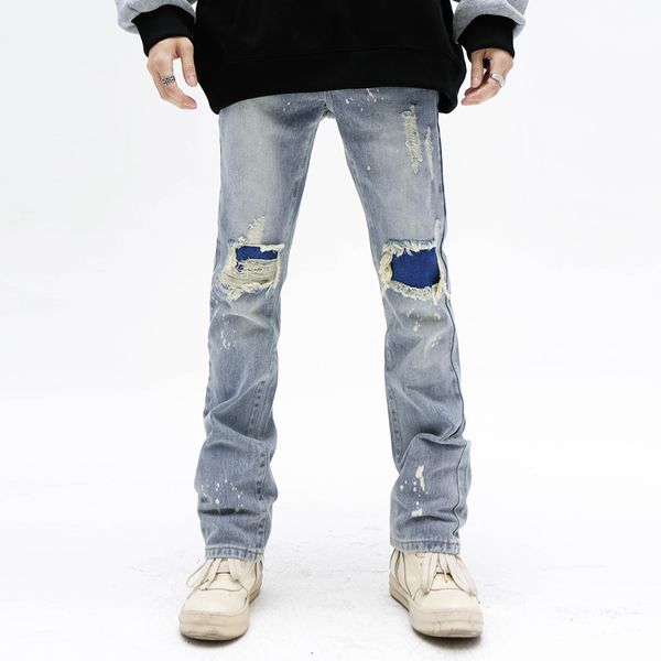 mens jeans straight fitting washed light colored beggar casual pants fashionable street clothing hiphop 230720, Blue
mens jeans straight fitting washed light colored beggar casual pants fashionable street clothing hiphop 230720, Blue