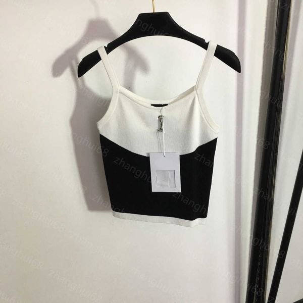 23ss womens knits womens designer clothing beaded logo color matching knitted camisole womens clothes, White
23ss womens knits womens designer clothing beaded logo color matching knitted camisole womens clothes, White