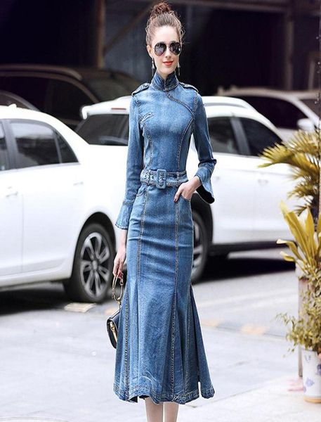 casual dresses autumn spring vintage elegant bodycon long denim dress female fall slim ruffle trumpet maxi jeans robe2179969, Black;gray
casual dresses autumn spring vintage elegant bodycon long denim dress female fall slim ruffle trumpet maxi jeans robe2179969, Black;gray