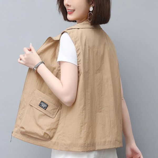 women's tanks camis short thin vest sleeveless coat spring summer waistcoat 2023 casual loose sunscreen outwear pocket vests female 230, White
women's tanks camis short thin vest sleeveless coat spring summer waistcoat 2023 casual loose sunscreen outwear pocket vests female 230, White