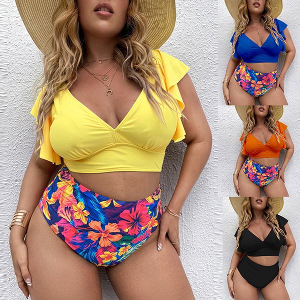 women's plus size swimwear bikini high waist ruffle set flounce women two pieces swimsuit floral beachwear v neck bat 230719, Black
women's plus size swimwear bikini high waist ruffle set flounce women two pieces swimsuit floral beachwear v neck bat 230719, Black