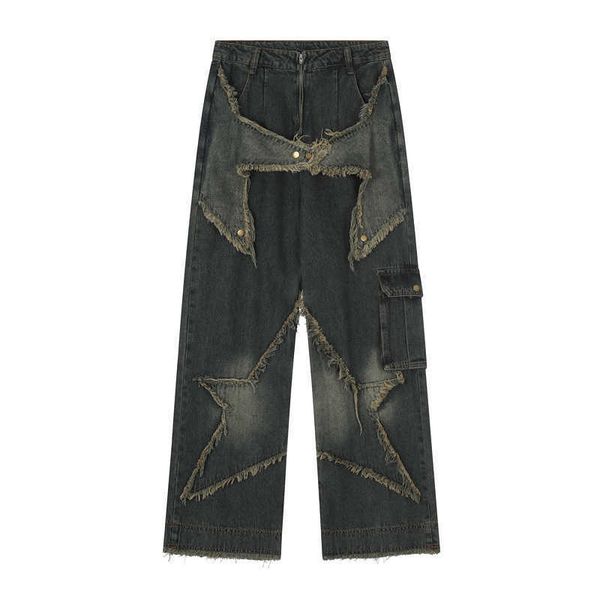 trendy brand design sense pentagram design washed raw edge fried street girl jeans loose straight wide leg pants, Blue
trendy brand design sense pentagram design washed raw edge fried street girl jeans loose straight wide leg pants, Blue