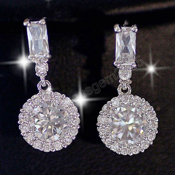 classic luxury round cubic zircon earrings for women bride trendy crystals drop earrings wedding earrings gifts, Silver
classic luxury round cubic zircon earrings for women bride trendy crystals drop earrings wedding earrings gifts, Silver