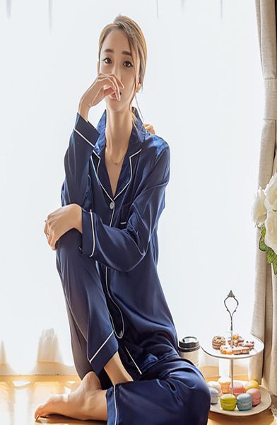 autumn silk long sleeve sleepwear set for girls fashion solid color women cardigan pyjama sets roupas femininas 2019 y8056408, Black;red
autumn silk long sleeve sleepwear set for girls fashion solid color women cardigan pyjama sets roupas femininas 2019 y8056408, Black;red